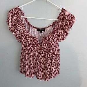 flowy fancy red and white top